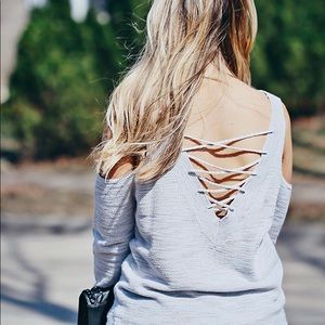 Lace up cold shoulder top